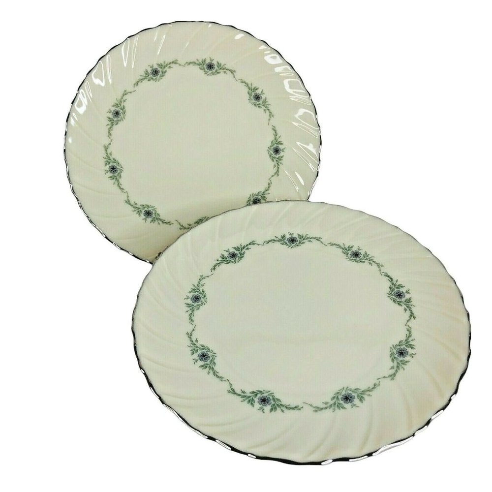 2‎ Lenox China Musette Salad Dessert Plates 7 7/8” Platinum Trim F507 VTG USA